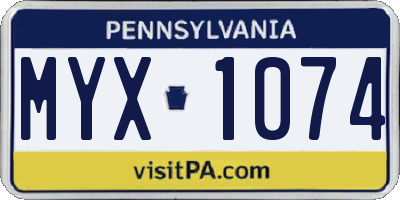 PA license plate MYX1074