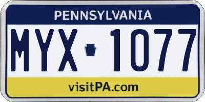 PA license plate MYX1077