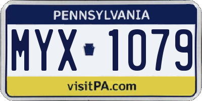 PA license plate MYX1079
