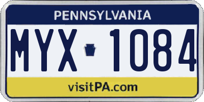 PA license plate MYX1084