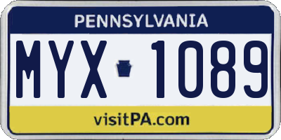 PA license plate MYX1089