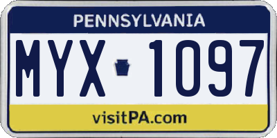 PA license plate MYX1097