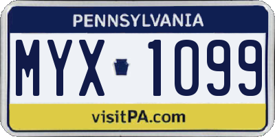 PA license plate MYX1099
