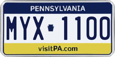PA license plate MYX1100
