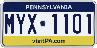 PA license plate MYX1101