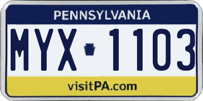 PA license plate MYX1103