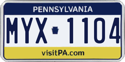 PA license plate MYX1104