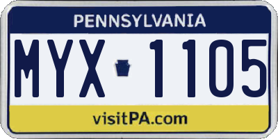 PA license plate MYX1105