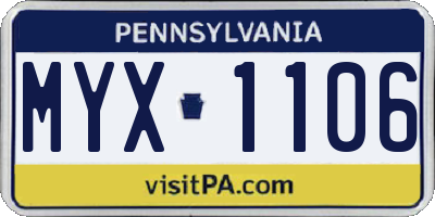PA license plate MYX1106