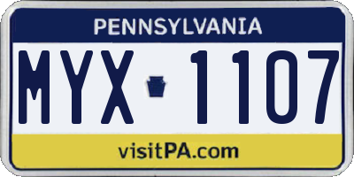 PA license plate MYX1107