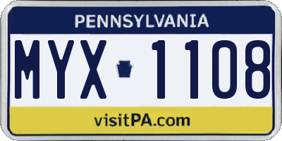 PA license plate MYX1108