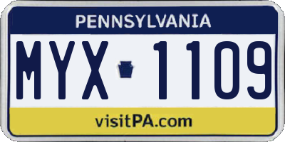 PA license plate MYX1109