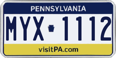 PA license plate MYX1112