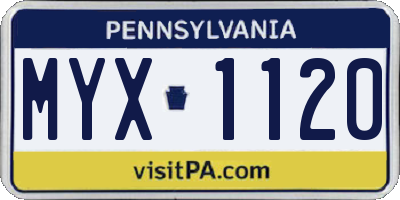 PA license plate MYX1120