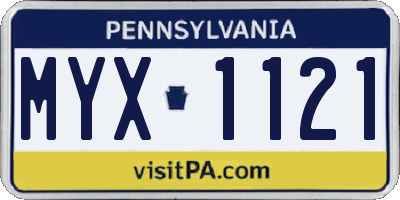 PA license plate MYX1121