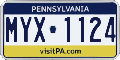 PA license plate MYX1124