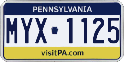 PA license plate MYX1125