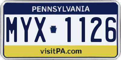 PA license plate MYX1126