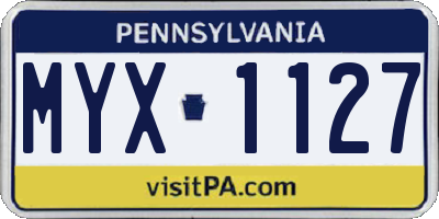 PA license plate MYX1127