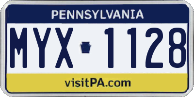 PA license plate MYX1128