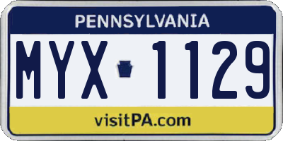 PA license plate MYX1129