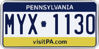 PA license plate MYX1130