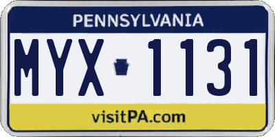 PA license plate MYX1131