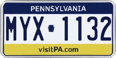 PA license plate MYX1132