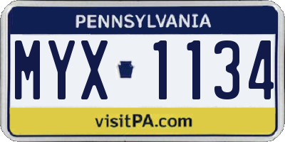 PA license plate MYX1134