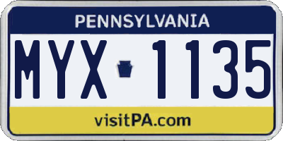 PA license plate MYX1135