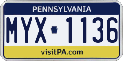 PA license plate MYX1136