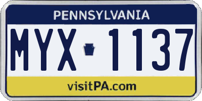 PA license plate MYX1137