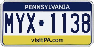 PA license plate MYX1138