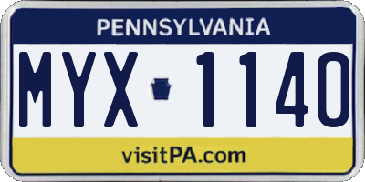 PA license plate MYX1140
