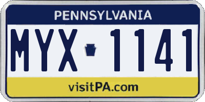 PA license plate MYX1141
