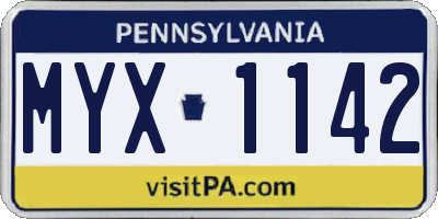 PA license plate MYX1142