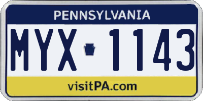 PA license plate MYX1143