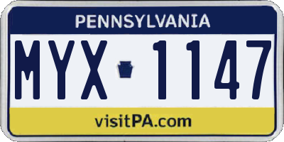 PA license plate MYX1147