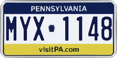 PA license plate MYX1148
