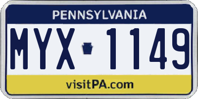 PA license plate MYX1149