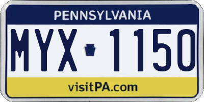 PA license plate MYX1150