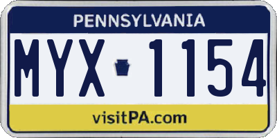 PA license plate MYX1154