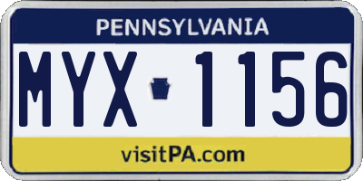 PA license plate MYX1156