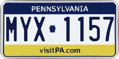 PA license plate MYX1157