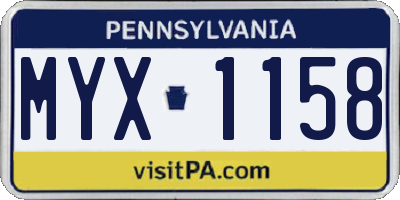 PA license plate MYX1158