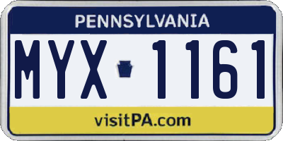 PA license plate MYX1161