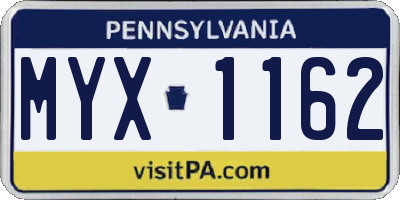 PA license plate MYX1162