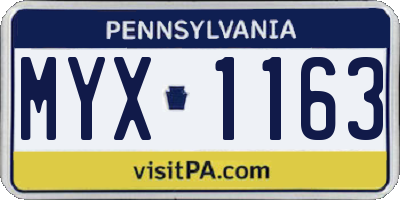 PA license plate MYX1163