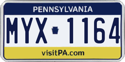 PA license plate MYX1164