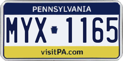 PA license plate MYX1165
